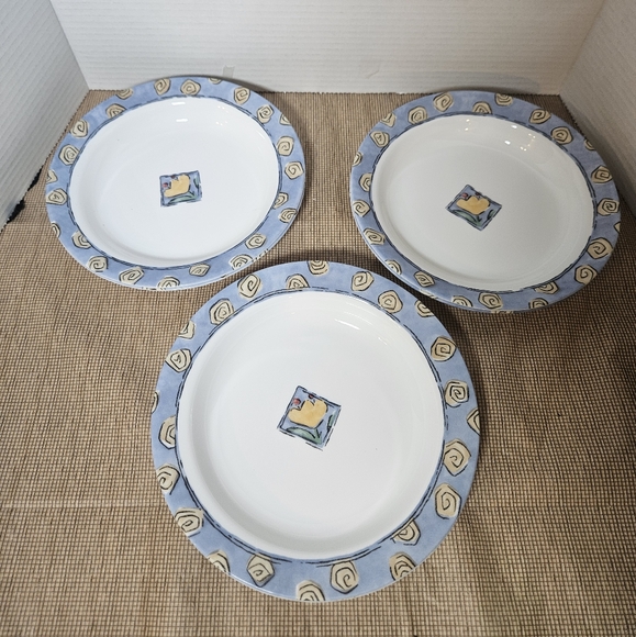 SET OF 6 - CORNING CORELLE - WATERCOLORS - 8 1/2" RIMMED 15 OZ SOUP PASTA BOWLS - Picture 10 of 16